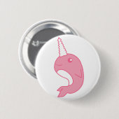 Badge Rond 5 Cm Narwhal rose (Devant & derrière)