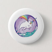 Badge Rond 5 Cm Narwhale arc-en-ciel (Devant)