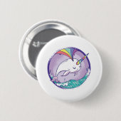 Badge Rond 5 Cm Narwhale arc-en-ciel (Devant & derrière)