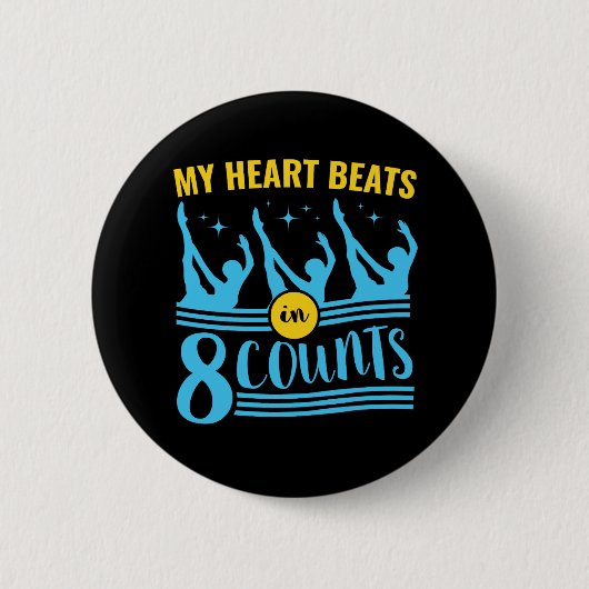 Badge Rond 5 Cm Natation synchronisée Mon coeur bat en 8 nombres (Devant)