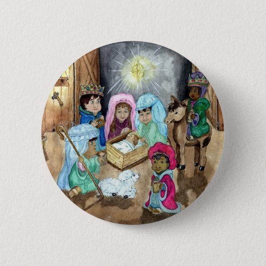 Badge Rond 5 Cm Nativité de Noël (Devant)