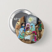 Badge Rond 5 Cm Nativité de Noël (Devant & derrière)