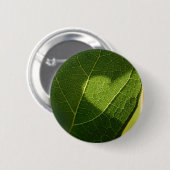 Badge Rond 5 Cm Natural Heart on Green Leaf (Devant & derrière)