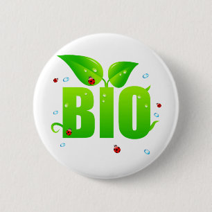 Badge Rond 5 Cm Naturel organique biologique vert