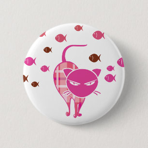 Badge Rond 5 Cm Naughty Cat