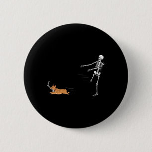 Badge Rond 5 Cm Naughty Corgi Chien Fun Skeleton Halloween