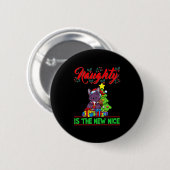 Badge Rond 5 Cm Naughty Is The New Nice Christmas Santa Xmas Premi (Devant & derrière)