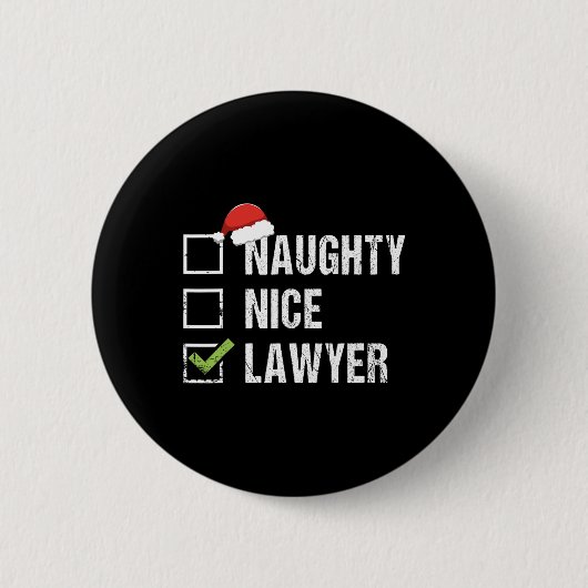 Badge Rond 5 Cm Naughty Nice Avocat Santa Hat Law Cadeau de Noël (Devant)