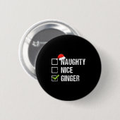 Badge Rond 5 Cm Naughty Nice Ginger Redhead Santa Hat Irish Christ (Devant & derrière)