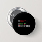 Badge Rond 5 Cm Naughty Nice I Really Tried Funny Christmas List (Devant & derrière)