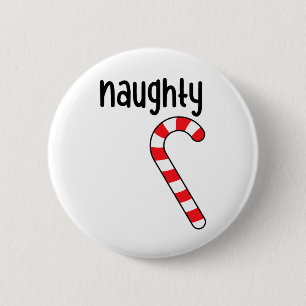 Badge Rond 5 Cm Naughty Nice Matching Couples Pajamas de Noël