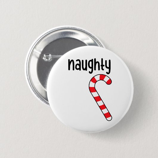 Badge Rond 5 Cm Naughty Nice Matching Couples Pajamas de Noël (Devant & derrière)