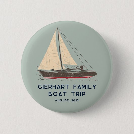 Badge Rond 5 Cm Nautique Voyage en bateau de famille voile Custom (Devant)