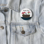 Badge Rond 5 Cm Navire Pirate (En situation)