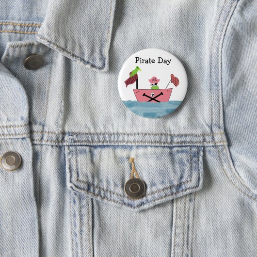 Badge Rond 5 Cm Navire rose Pirate (En situation)