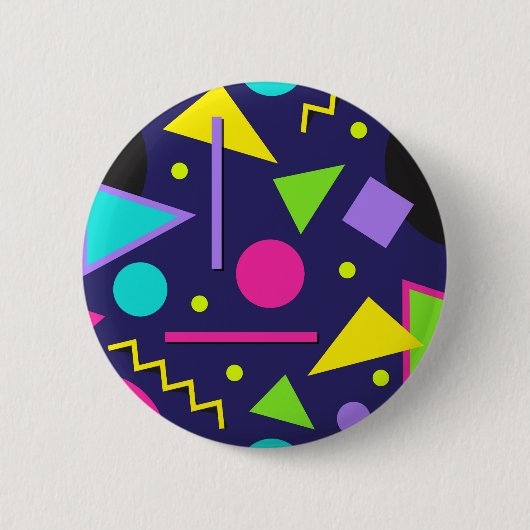 Badge Rond 5 Cm Navy Néon Abstrait (Devant)