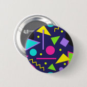 Badge Rond 5 Cm Navy Néon Abstrait (Devant & derrière)