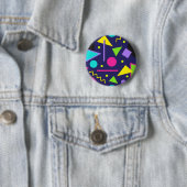 Badge Rond 5 Cm Navy Néon Abstrait (En situation)