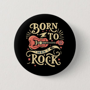 Badge Rond 5 Cm Né à Rock Electric Guitar