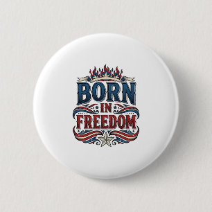 Badge Rond 5 Cm Né dans le maillot de vecteur vintage patriotique