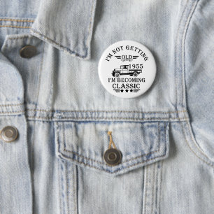 Badge Rond 5 Cm Né en 1955 Élégant Cadeau de fête d'anniversaire v