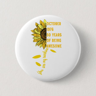 Badge Rond 5 Cm Né en octobre 1966 Tournesol 60e Anniversaire 60 A