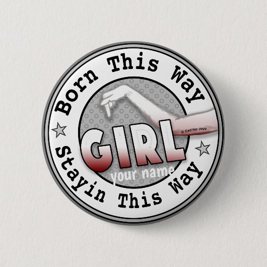 Badge Rond 5 Cm Né Une Fille (Devant)