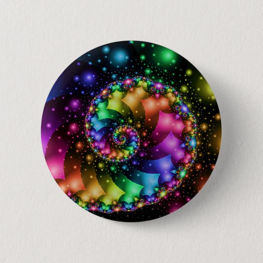 Badge Rond 5 Cm Nébuleuse en spirale d'arc-en-ciel de fractale (Devant)