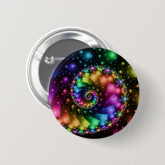 Badge Rond 5 Cm Nébuleuse en spirale d'arc-en-ciel de fractale (Devant & derrière)