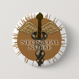Badge Rond 5 Cm Nécessaire NeoNatal Caduceus pin