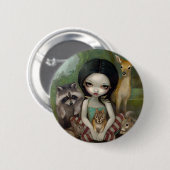 Badge Rond 5 Cm "Neige bouton blanc et de ses amis animaux" (Devant & derrière)