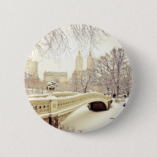 Badge Rond 5 Cm Neige de Central Park - hiver New York