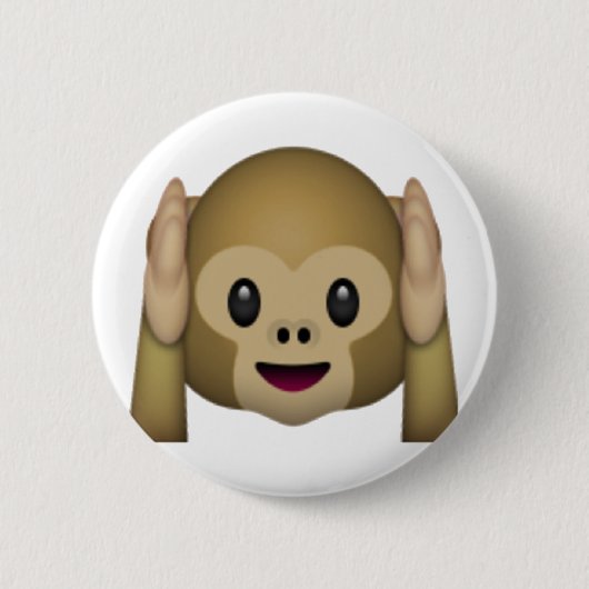 Badge Rond 5 Cm N'entendez aucun singe malin - Emoji (Devant)