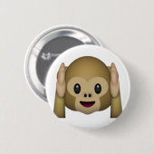 Badge Rond 5 Cm N'entendez aucun singe malin - Emoji (Devant & derrière)