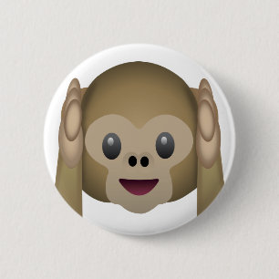 Badge Rond 5 Cm N'entendez aucun singe mauvais Emoji