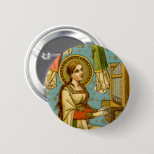 Badge Rond 5 Cm NéoGothique Ste Cecilia de Rome (détail; BNG 02)