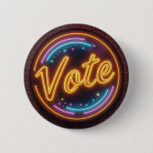 Badge Rond 5 Cm Neon brillant Vote Se connecter en brique (Devant)