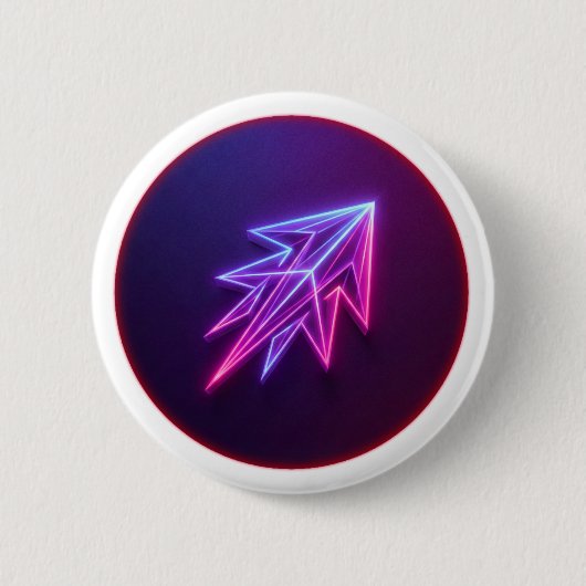 Badge Rond 5 Cm Neon Glow Futuristic Rocket Icon Button (Devant)