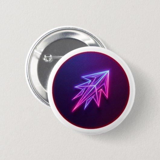 Badge Rond 5 Cm Neon Glow Futuristic Rocket Icon Button (Devant & derrière)
