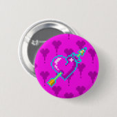 Badge Rond 5 Cm Neon heart (Devant & derrière)