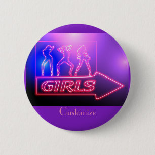 Badge Rond 5 Cm Neon Pink Girls Sign Thunder_cove