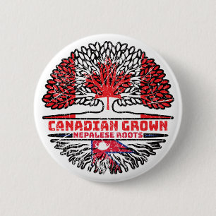 Badge Rond 5 Cm Népal Népalais Drapeau canadien des racines d'arbr