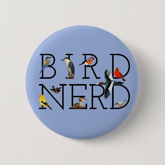 Badge Rond 5 Cm Nerd d'oiseaux (Devant)