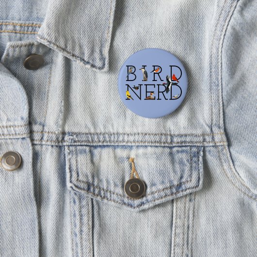 Badge Rond 5 Cm Nerd d'oiseaux (En situation)