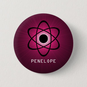 Badge Rond 5 Cm Nerdy Atomic Button, Pink