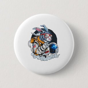 Badge Rond 5 Cm Nerdy Bunny Astronaut dans l'espace, explorateur s