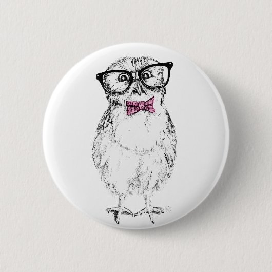 Badge Rond 5 Cm Nerdy Owlet dessin petit et intelligent (Devant)