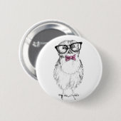 Badge Rond 5 Cm Nerdy Owlet dessin petit et intelligent (Devant & derrière)
