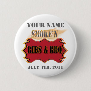 Badge Rond 5 Cm nervures de smoke'n et BBQ