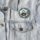 Badge Rond 5 Cm Nest bleu Jay (En situation)